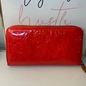 Dior Patent Leather Red Zippy Long Wallet